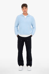 Fluffy Knit Polo Sweater