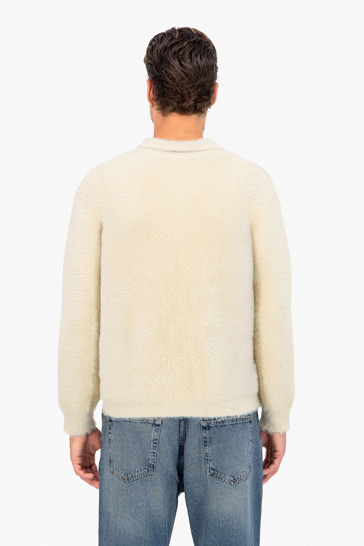 Fluffy Knit Polo Sweater