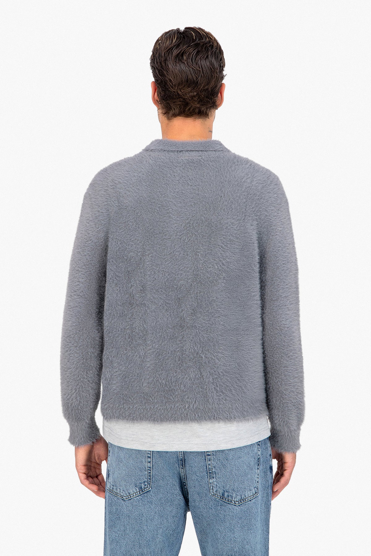 Fluffy Knit Polo Sweater