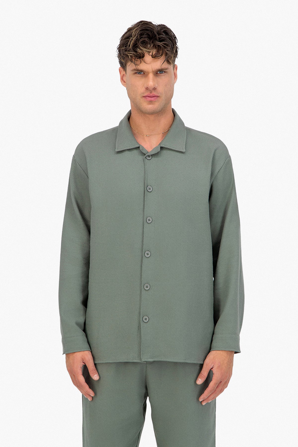 Jacquard LS Button Shirt