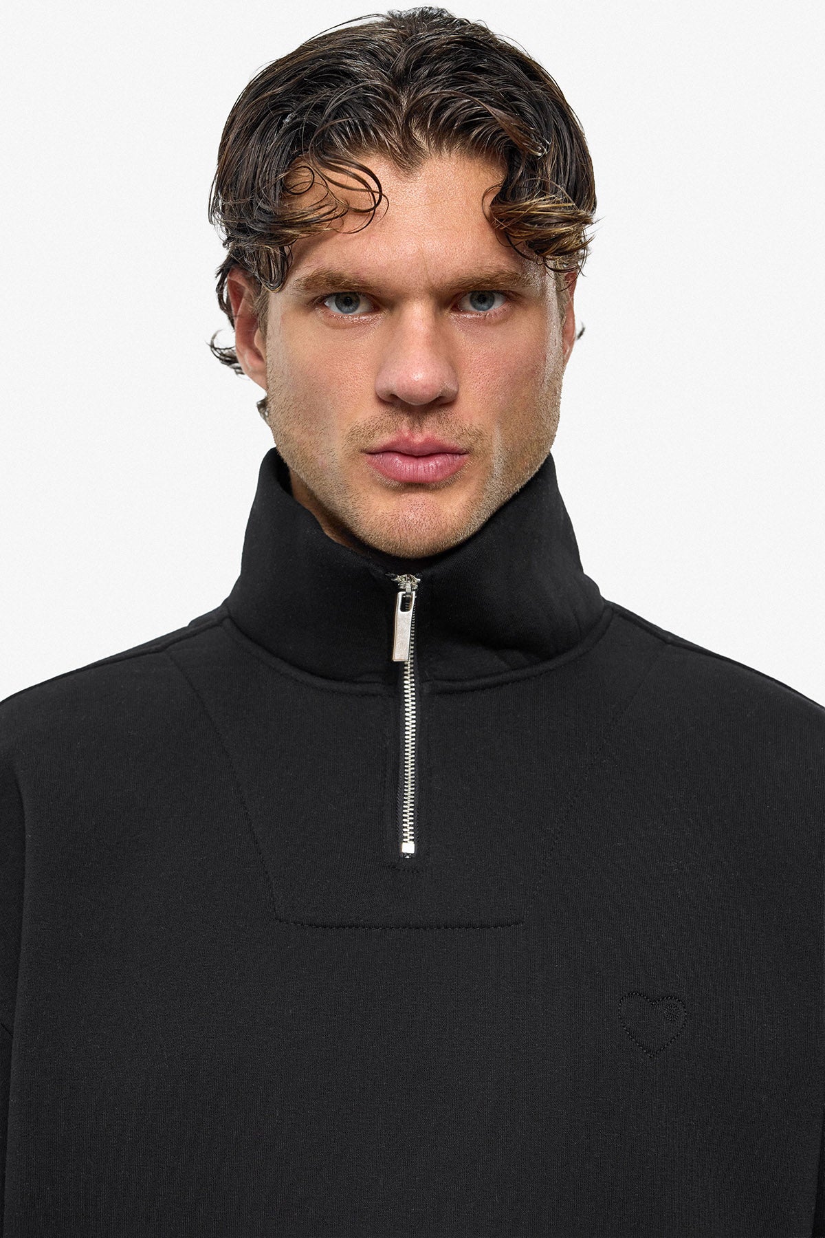 Puff Heart Quarter-Zip Sweatshirt