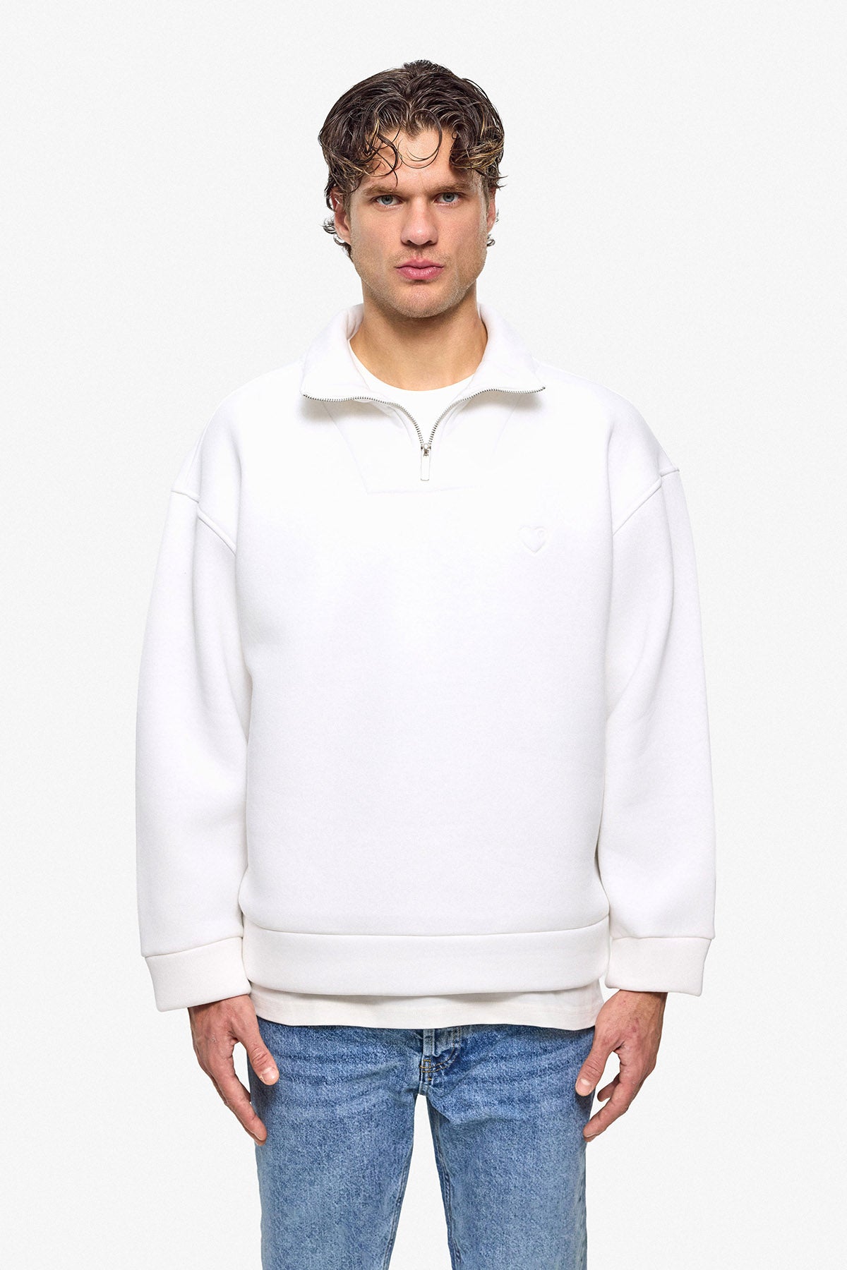 Puff Heart Quarter-Zip Sweatshirt