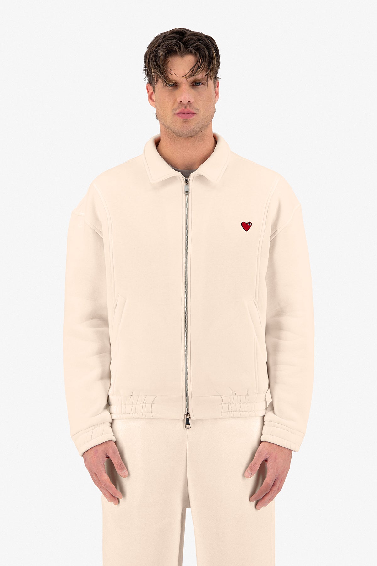 Neoprene Effect Zipper Hoodie