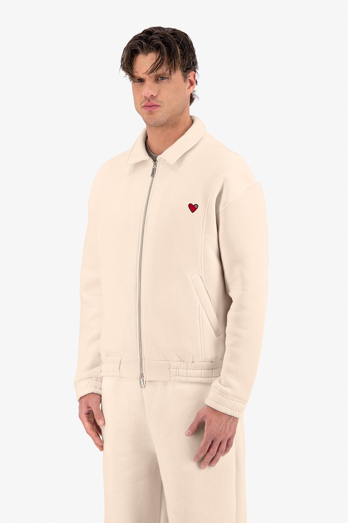 Neoprene Effect Zipper Hoodie