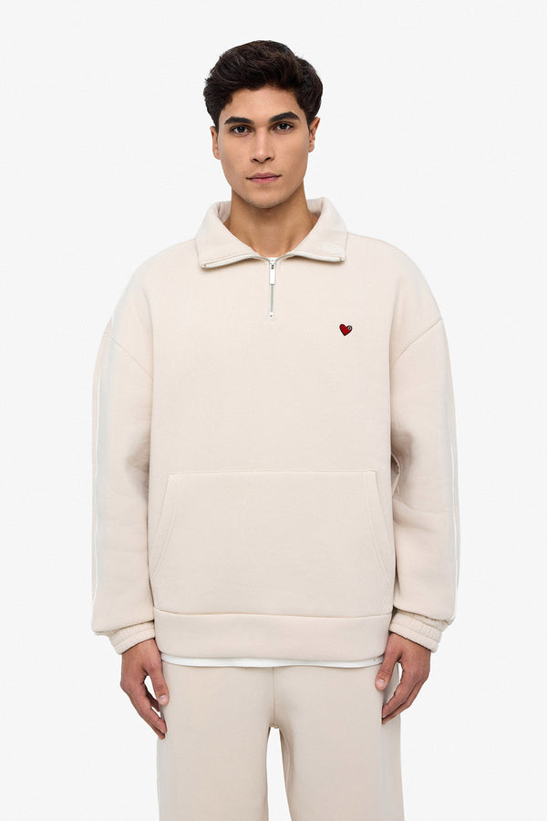 Stripe Quart Zip Sweat