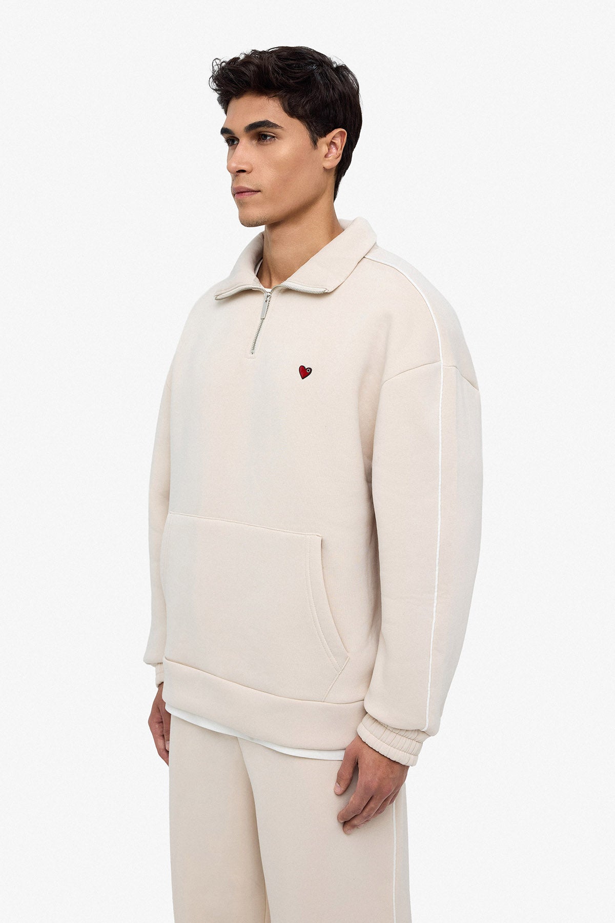 Stripe Quart Zip Sweat