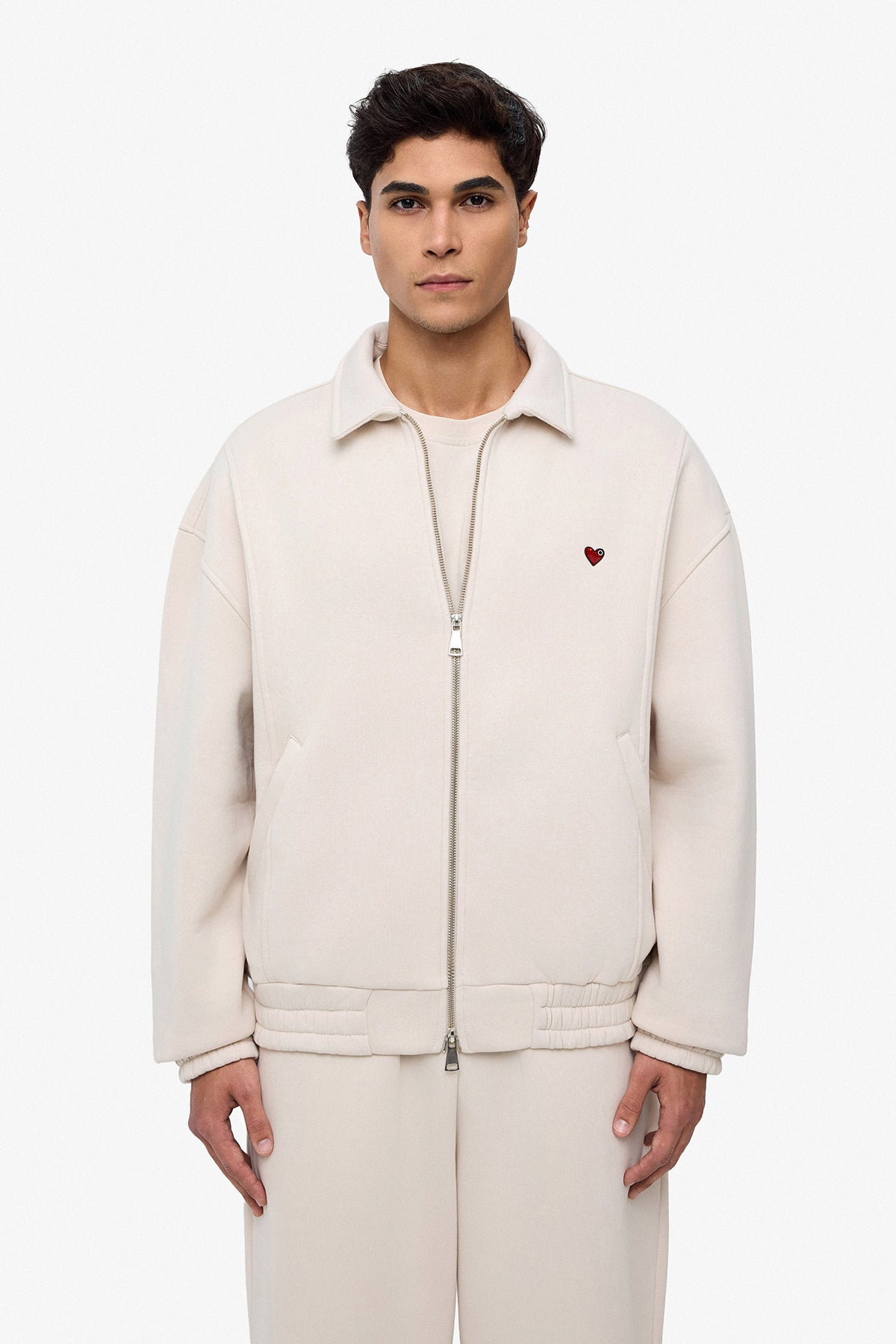 Neoprene Effect Zipper Hoodie