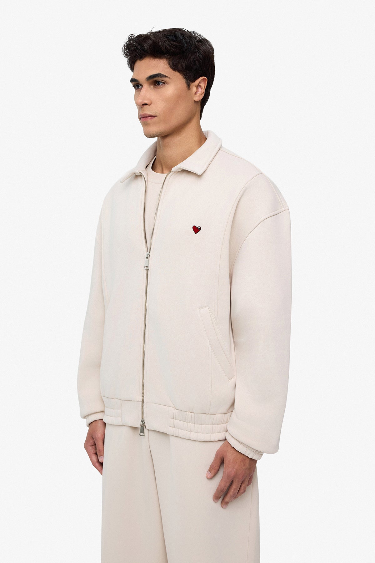 Neoprene Effect Zipper Hoodie