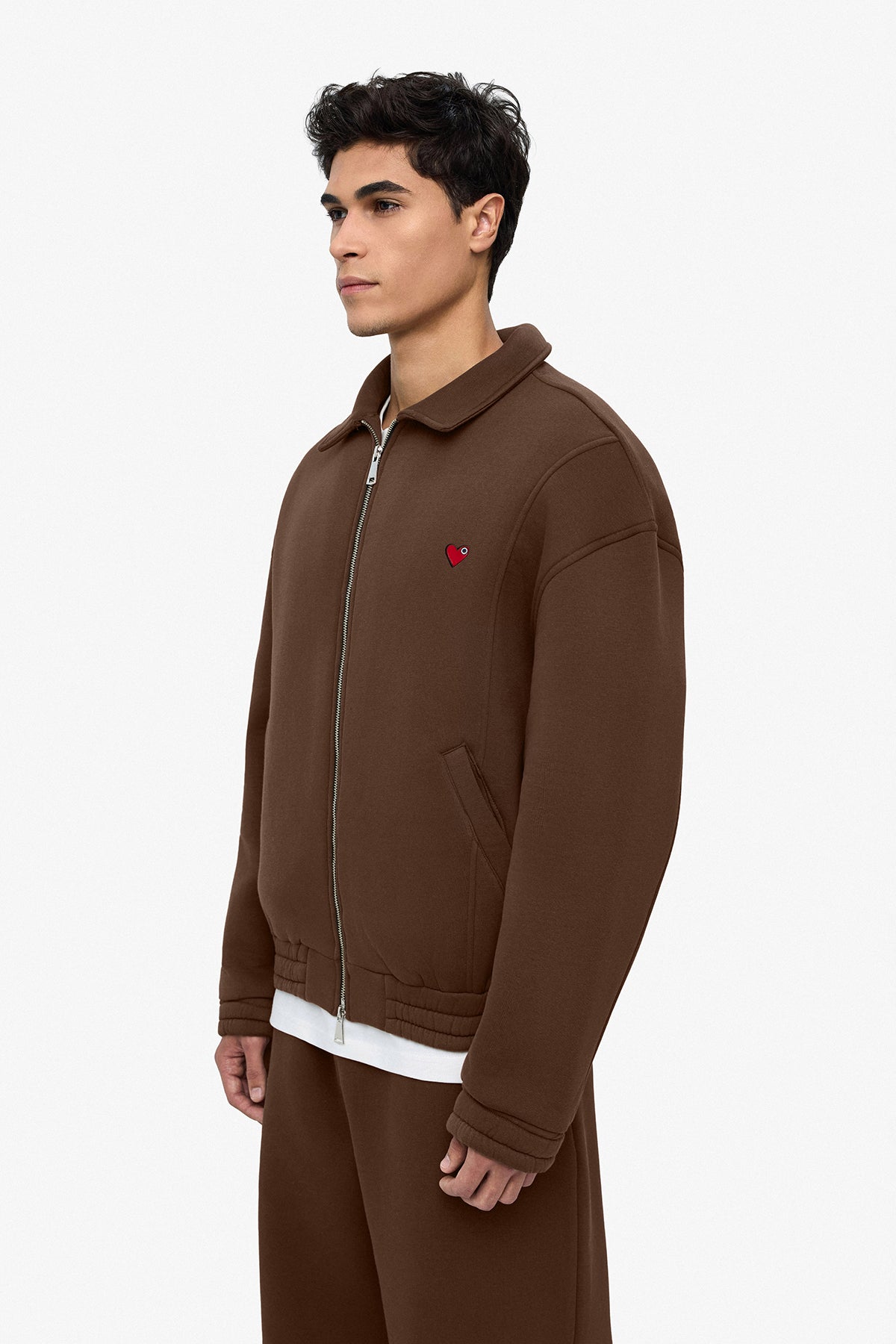 Neoprene Effect Zipper Hoodie