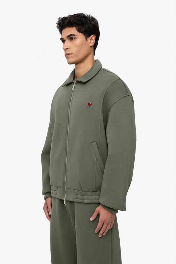 Neoprene Effect Zipper Hoodie