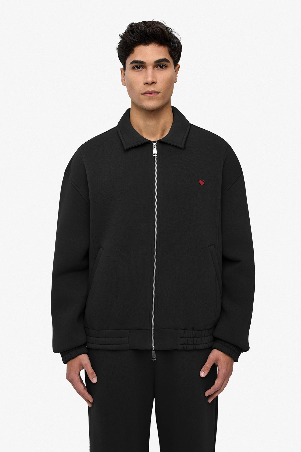 Neoprene Effect Zipper Hoodie