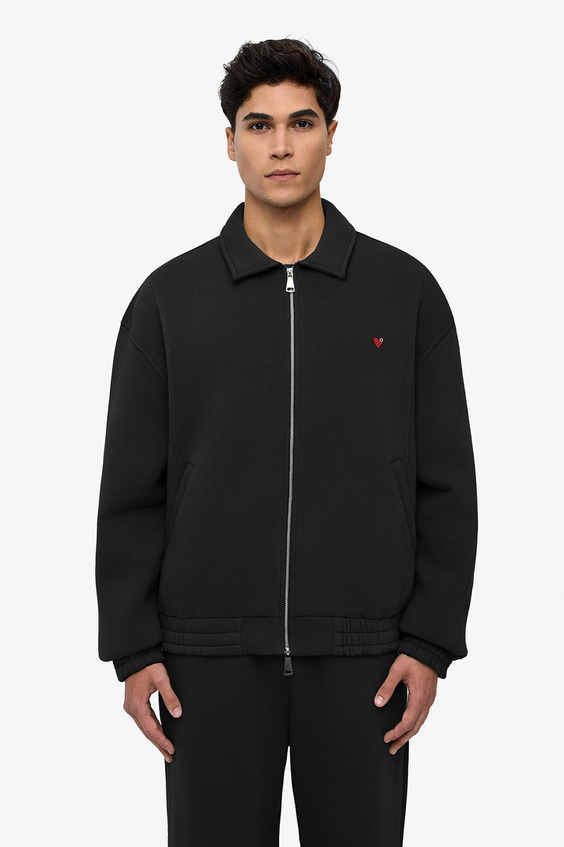 Neoprene Effect Zipper Hoodie