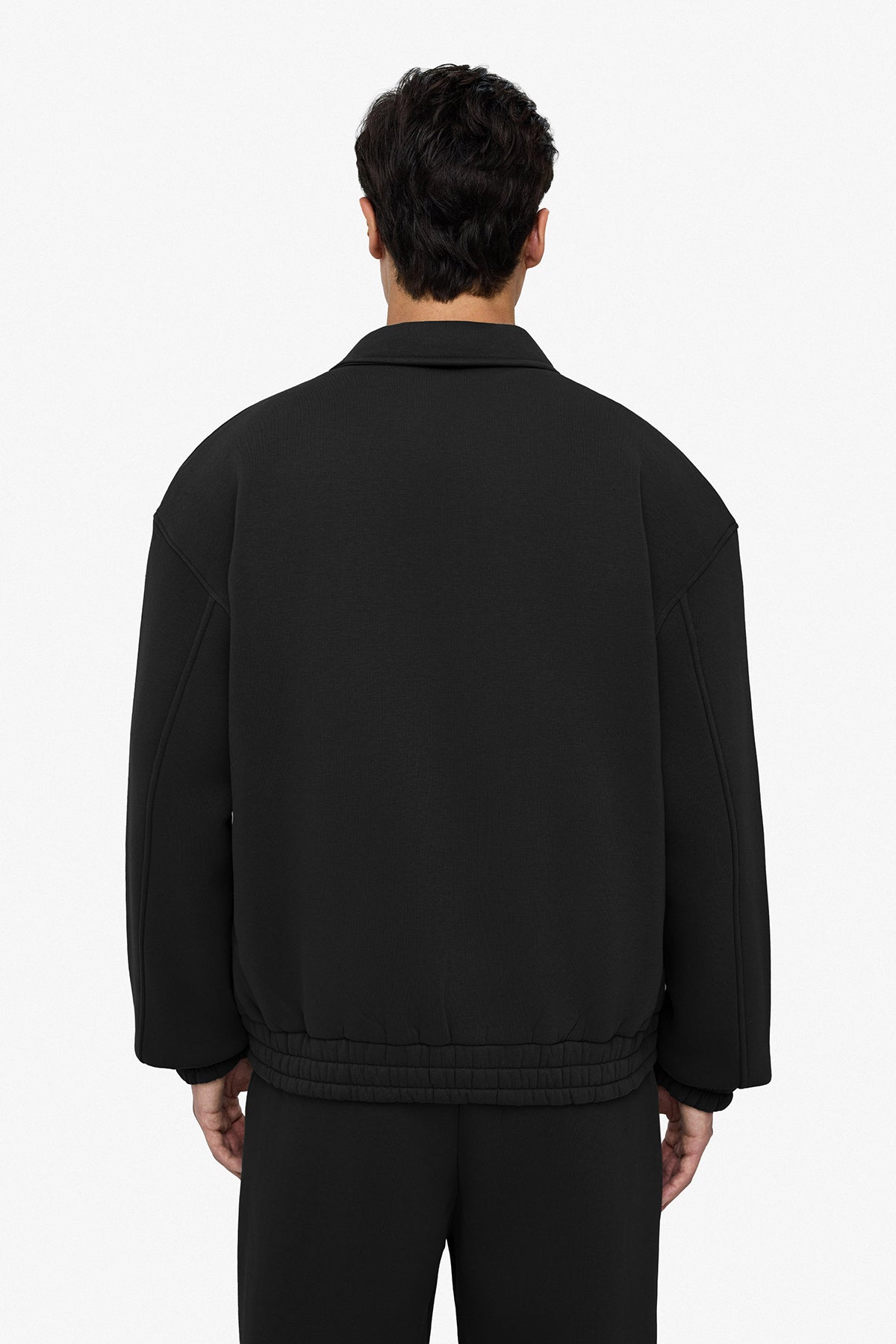 Neoprene Effect Zipper Hoodie