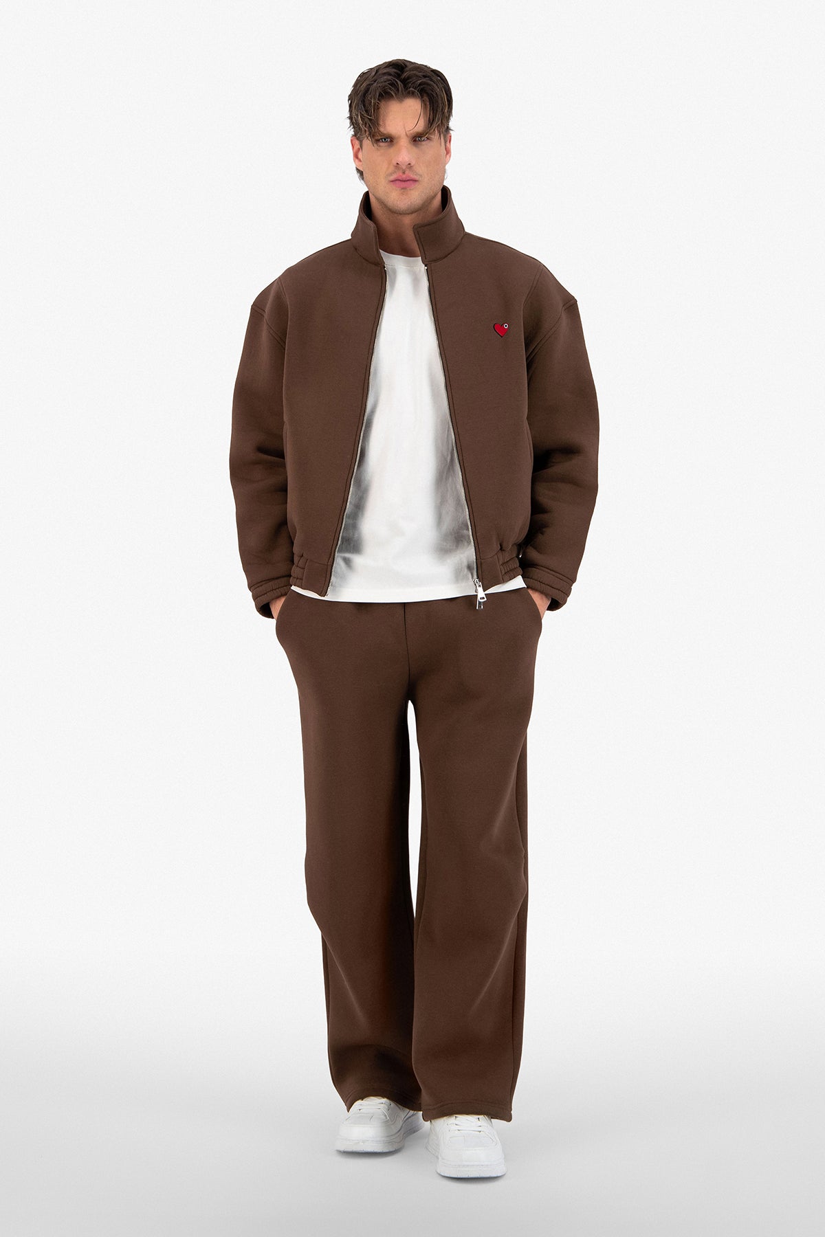 Neoprene Effect Zipper Hoodie