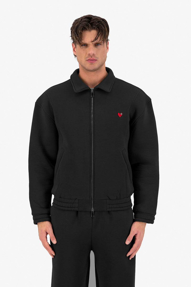 Neoprene Effect Zipper Hoodie