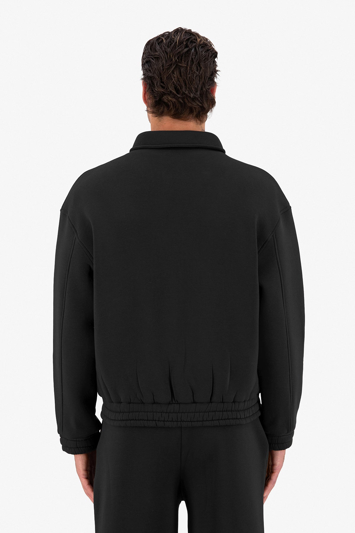 Neoprene Effect Zipper Hoodie