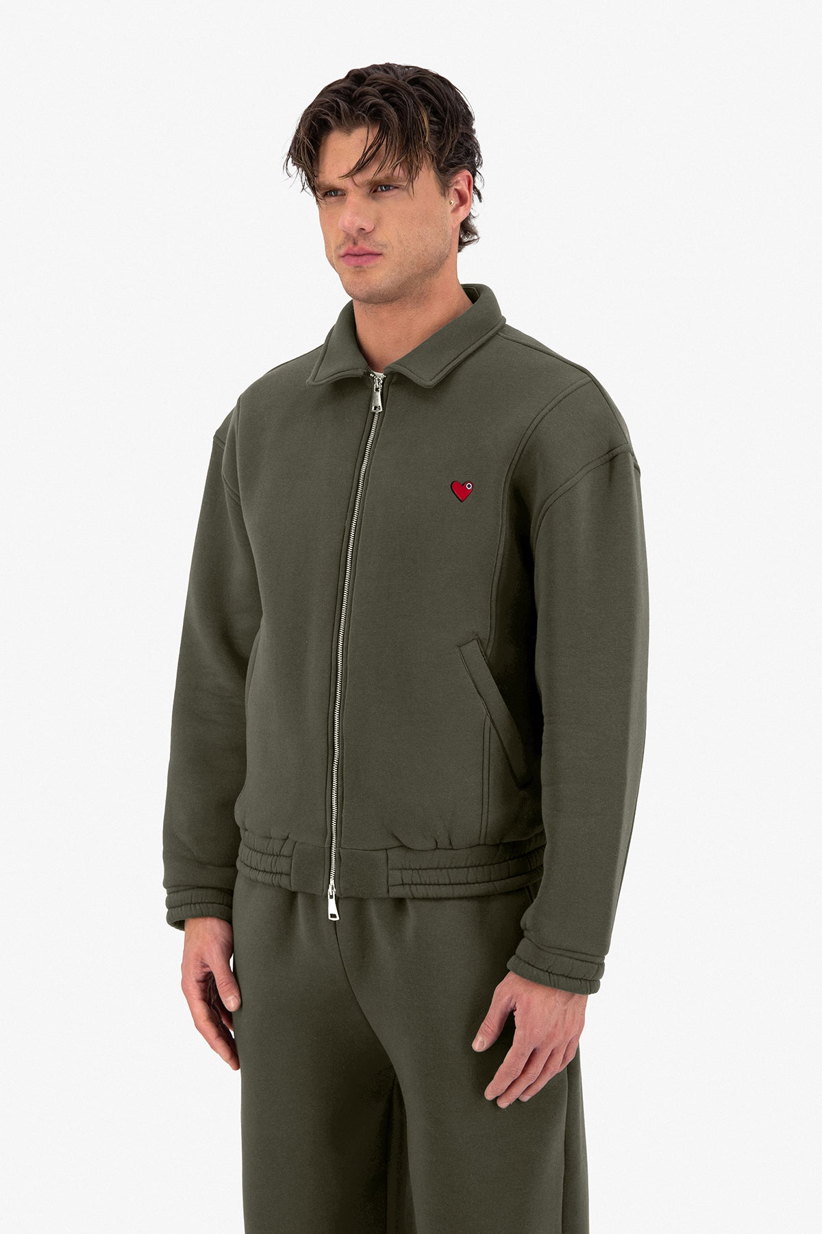 Neoprene Effect Zipper Hoodie