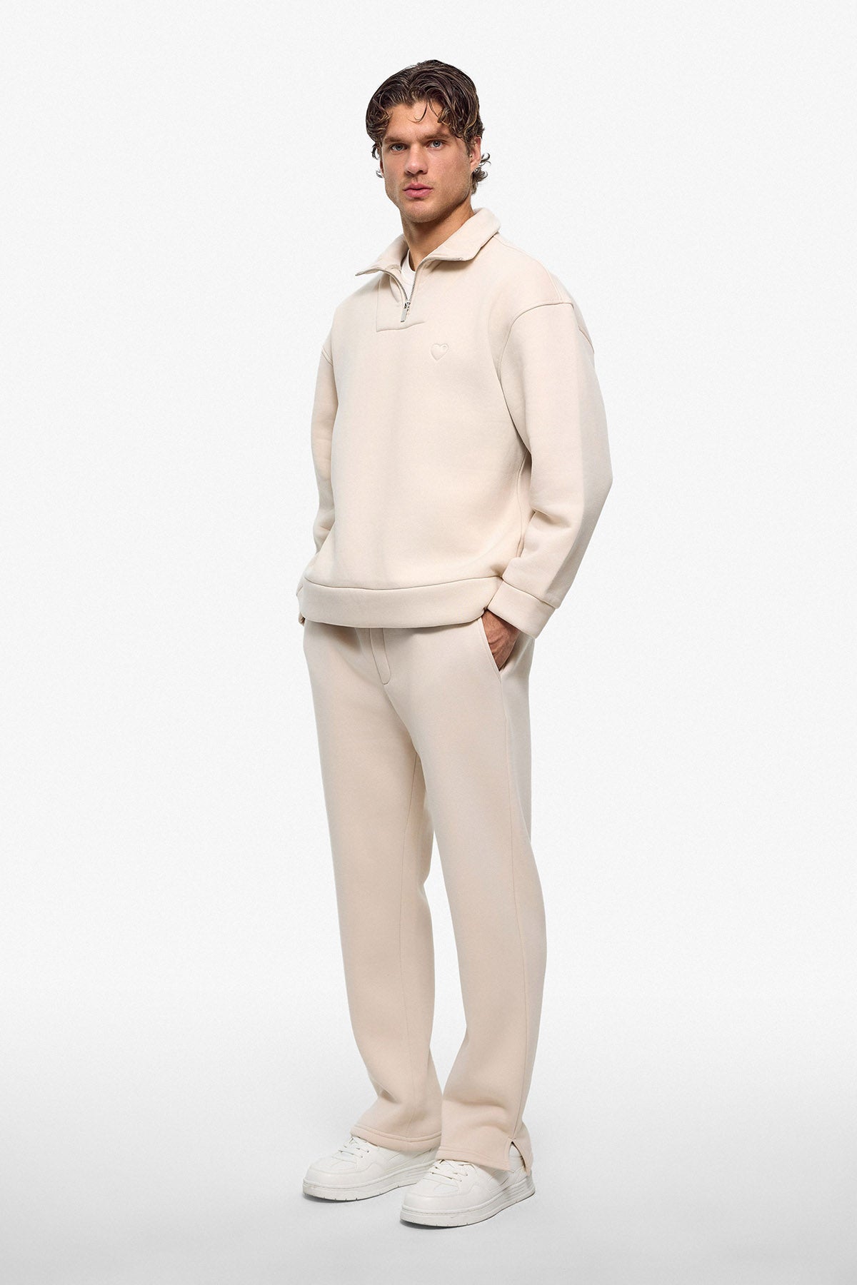 Puff Heart Quarter-Zip Sweatshirt