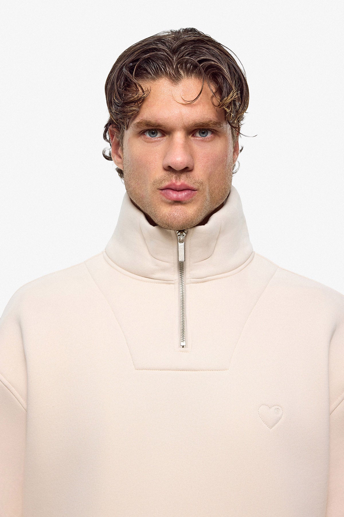 Puff Heart Quarter-Zip Sweatshirt