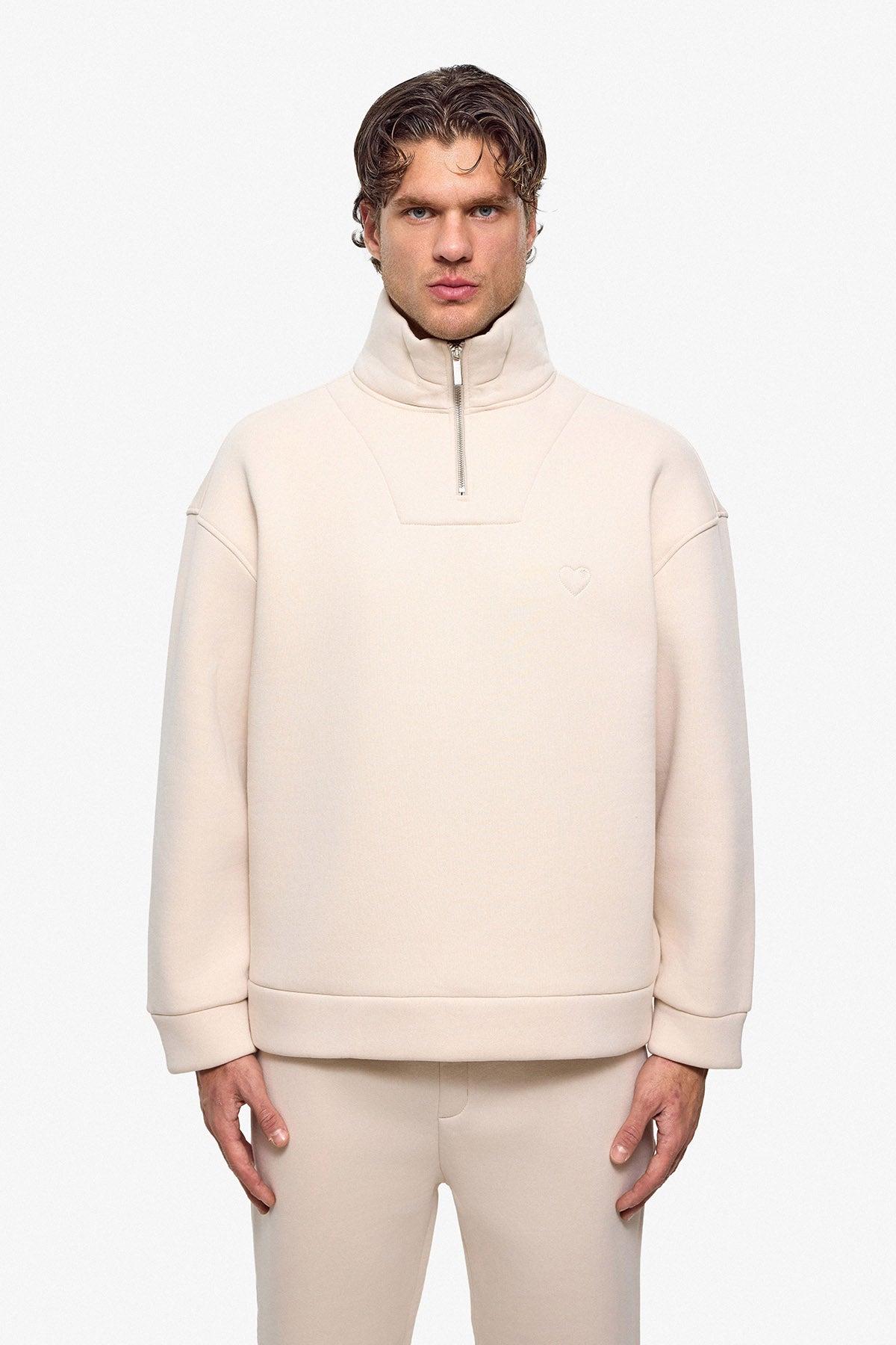 Puff Heart Quarter-Zip Sweatshirt