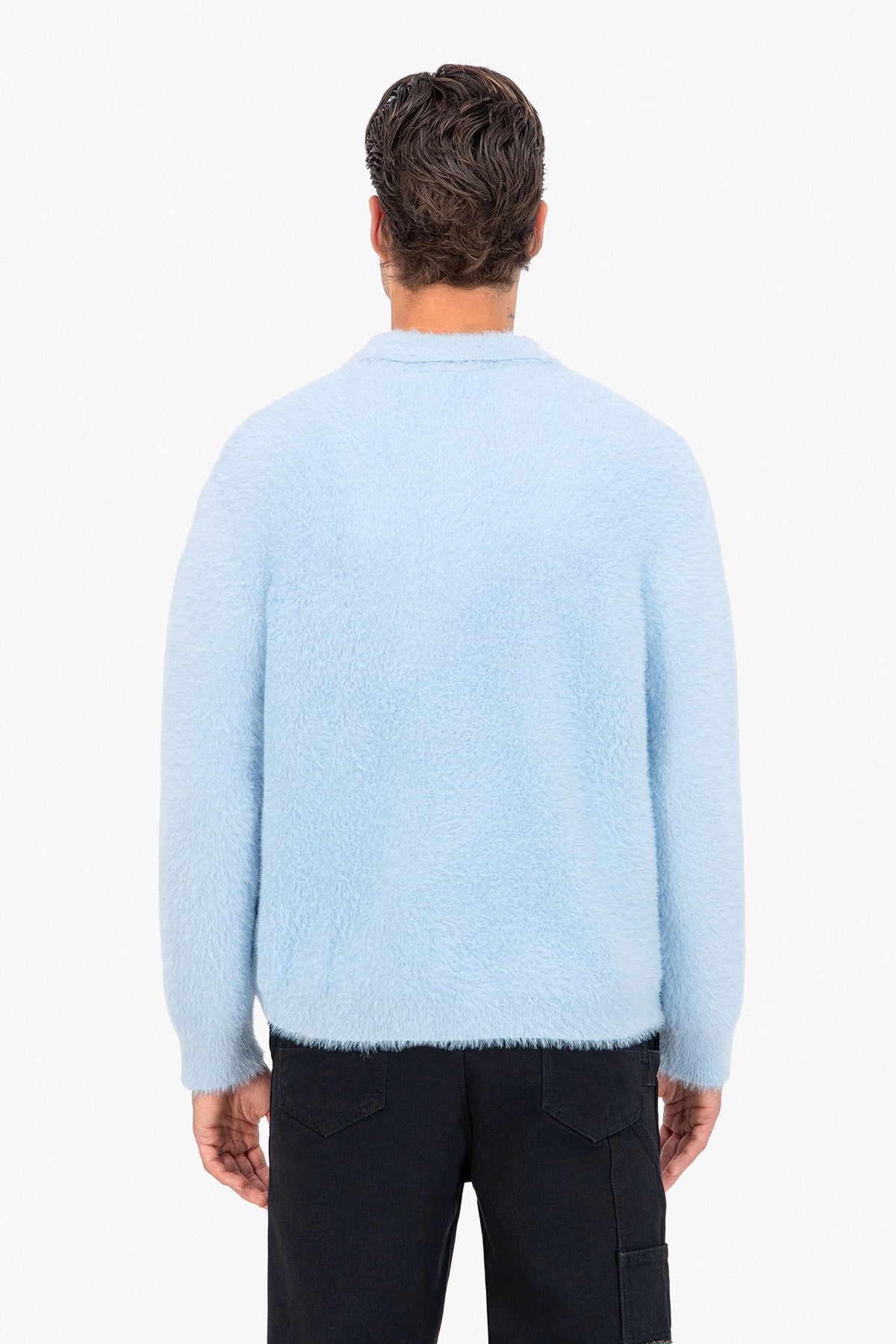 Fluffy Knit Polo Sweater