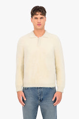 Fluffy Knit Polo Sweater