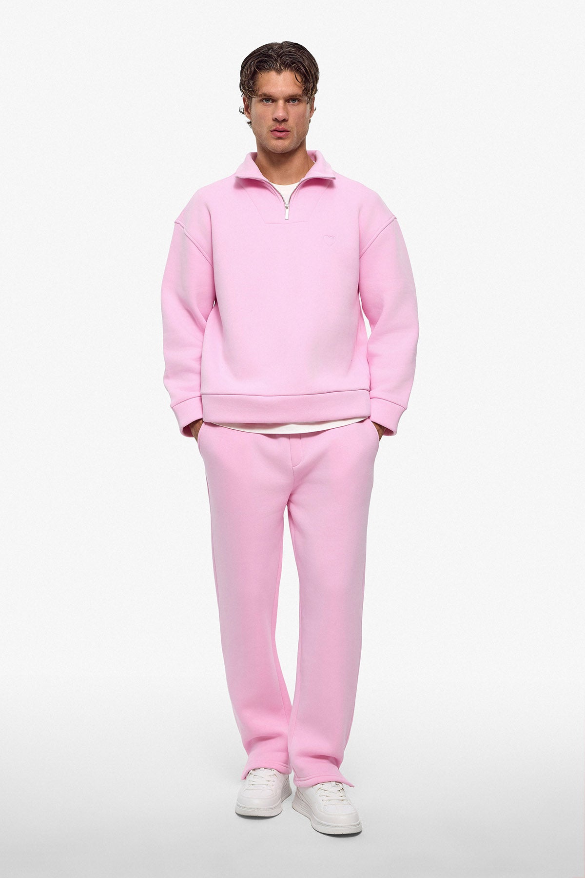 Puff Heart Quarter-Zip Sweatshirt