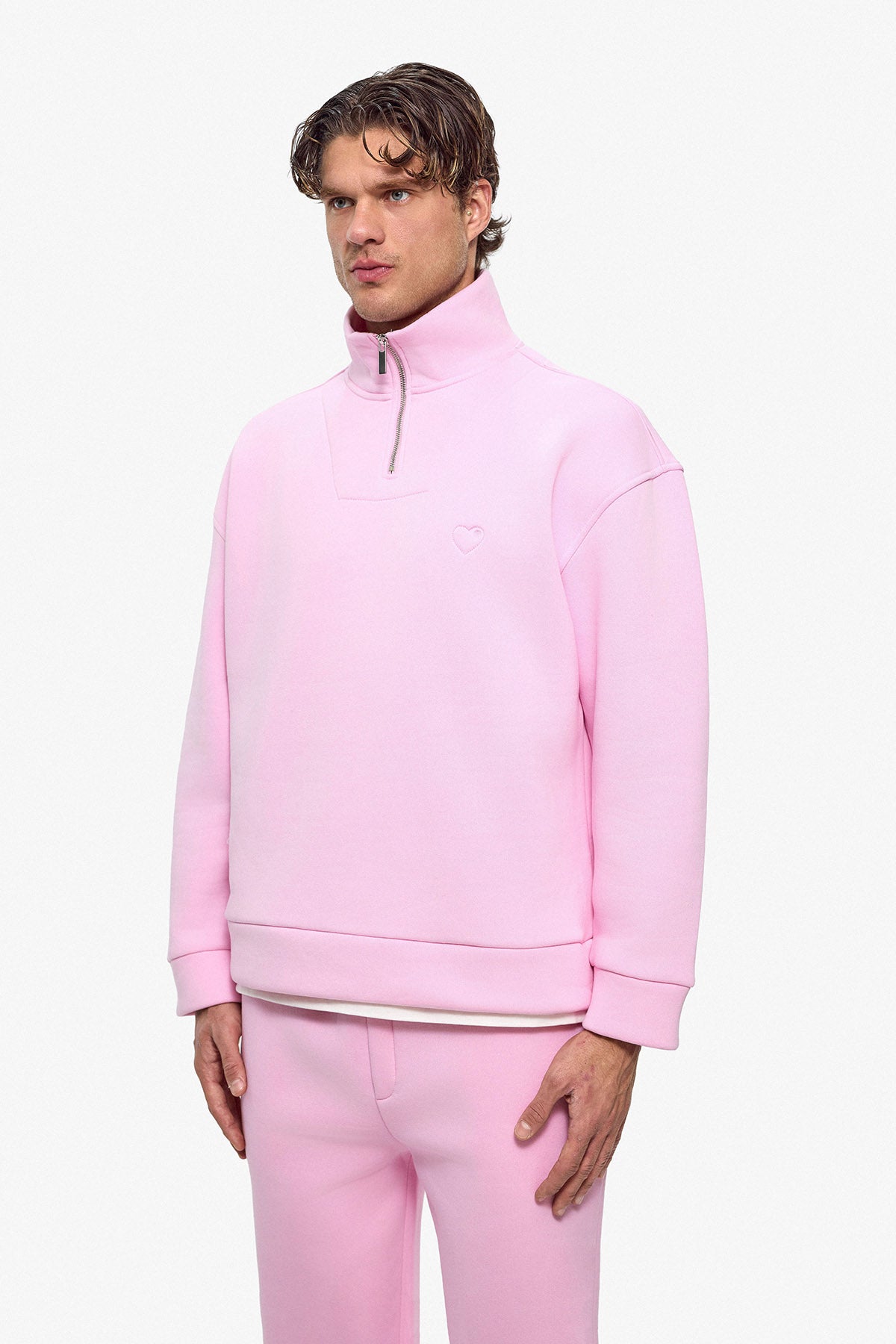 Puff Heart Quarter-Zip Sweatshirt