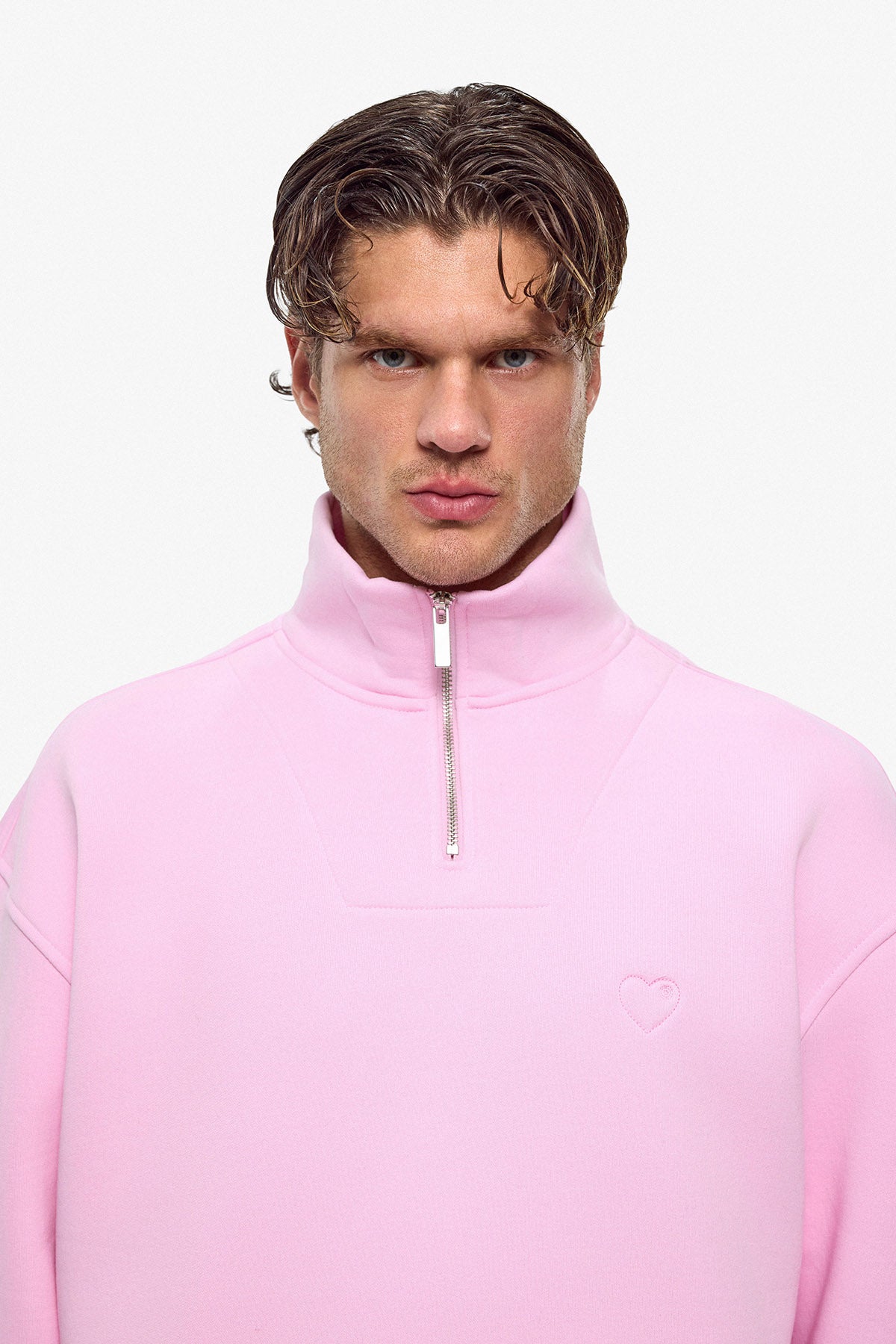 Puff Heart Quarter-Zip Sweatshirt