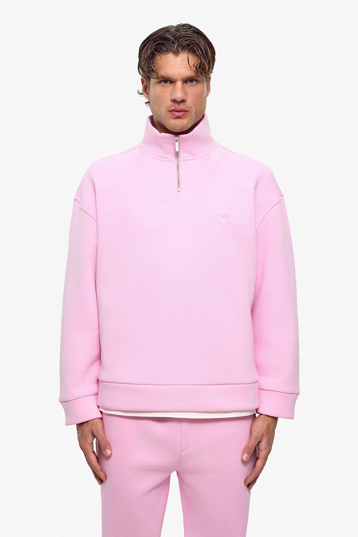 Puff Heart Quarter-Zip Sweatshirt