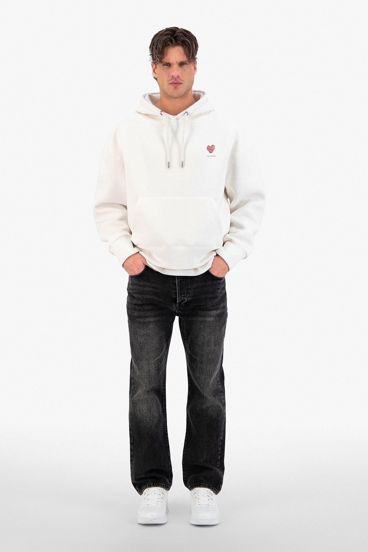 Love Heart Print Oversized Hoodie