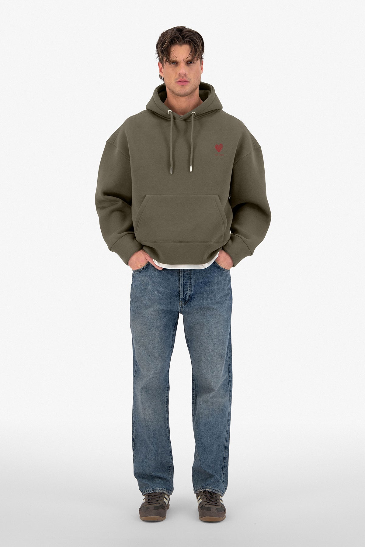 Love Heart Print Oversized Hoodie