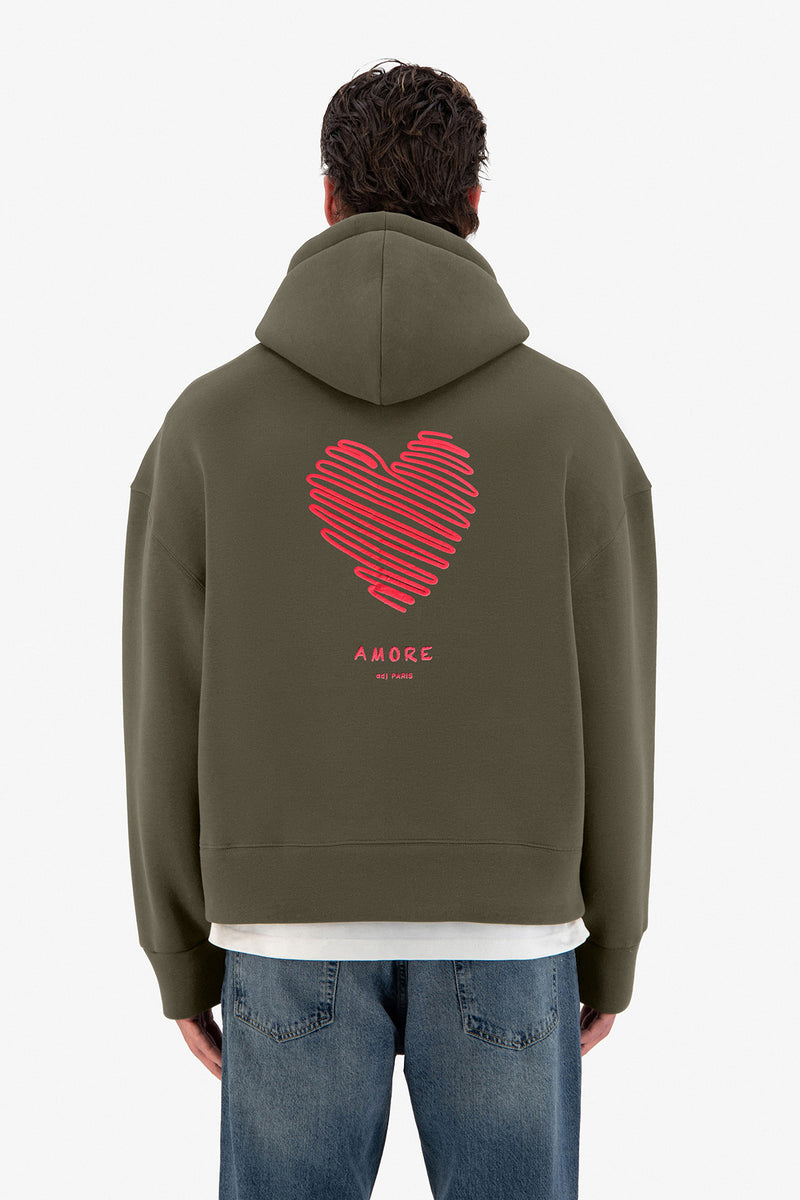 Love Heart Print Oversize Hoodie